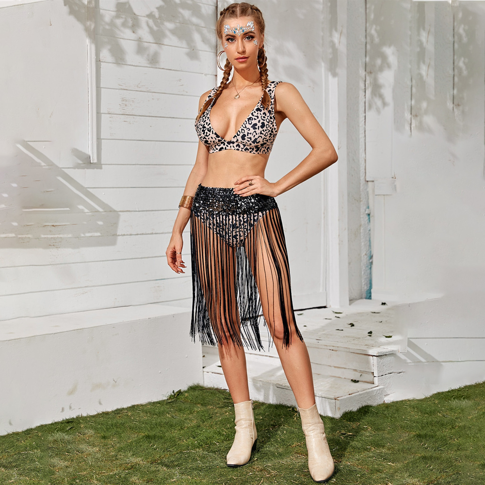 Sexy Women Beach Long Fringe Waist Belly