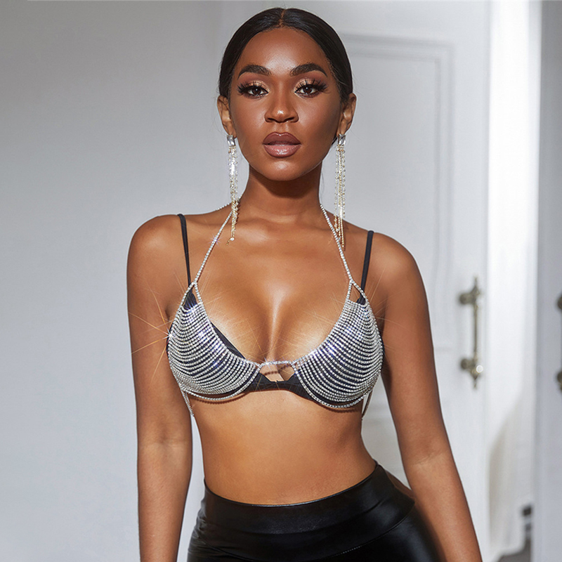 Silver Harness Bra Bikini Top Body Chain