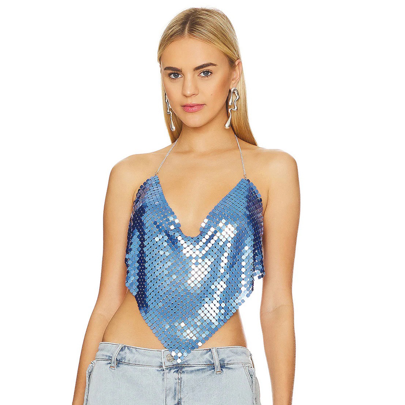 Sparkly Glitter Sequin Crop Top Camisole