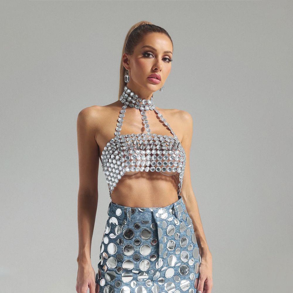 Party Diamond Halter Tops Hub: Exclusive